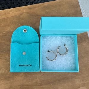 Tiffany & Co. 925 Sterling Silver Basket Weave Wide Somerset Wide Mesh earrings.